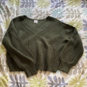 Francesca’s Deep Green V-Neck Sweater